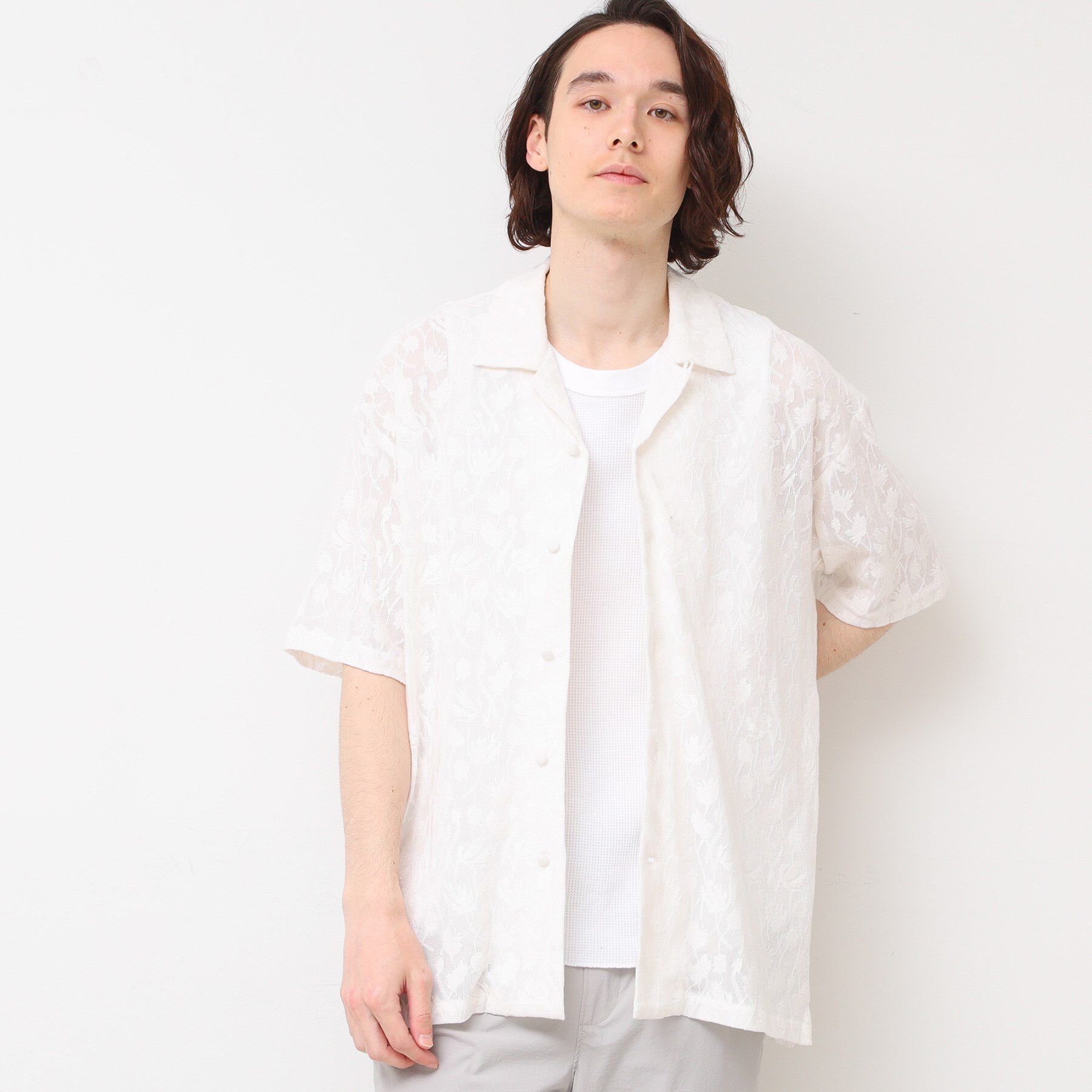 Dessin「【洗える・インド刺繍】インドレースシャツ」|シャツ・ブラウス|ホワイト(002)