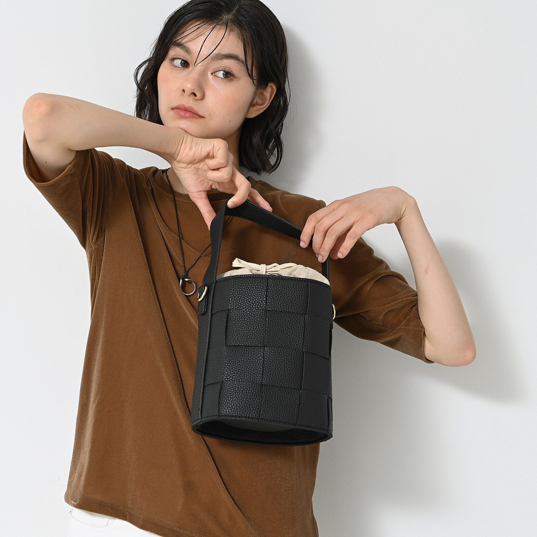 Dessin「【2WAY】メッシュバケツBAG」|ショルダー・メッセンジャー|ブラック(019)