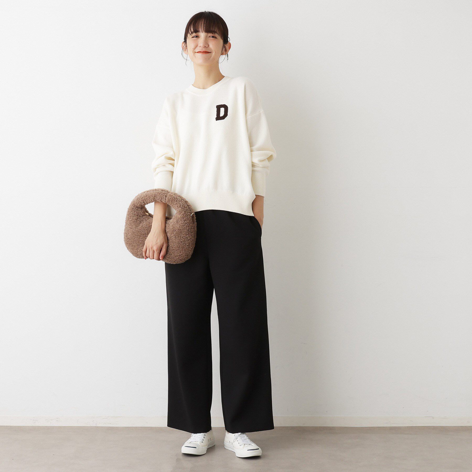 Dessin「【洗える】Dサガラ刺繍ワッペン付きニット」|ニット・セーター|