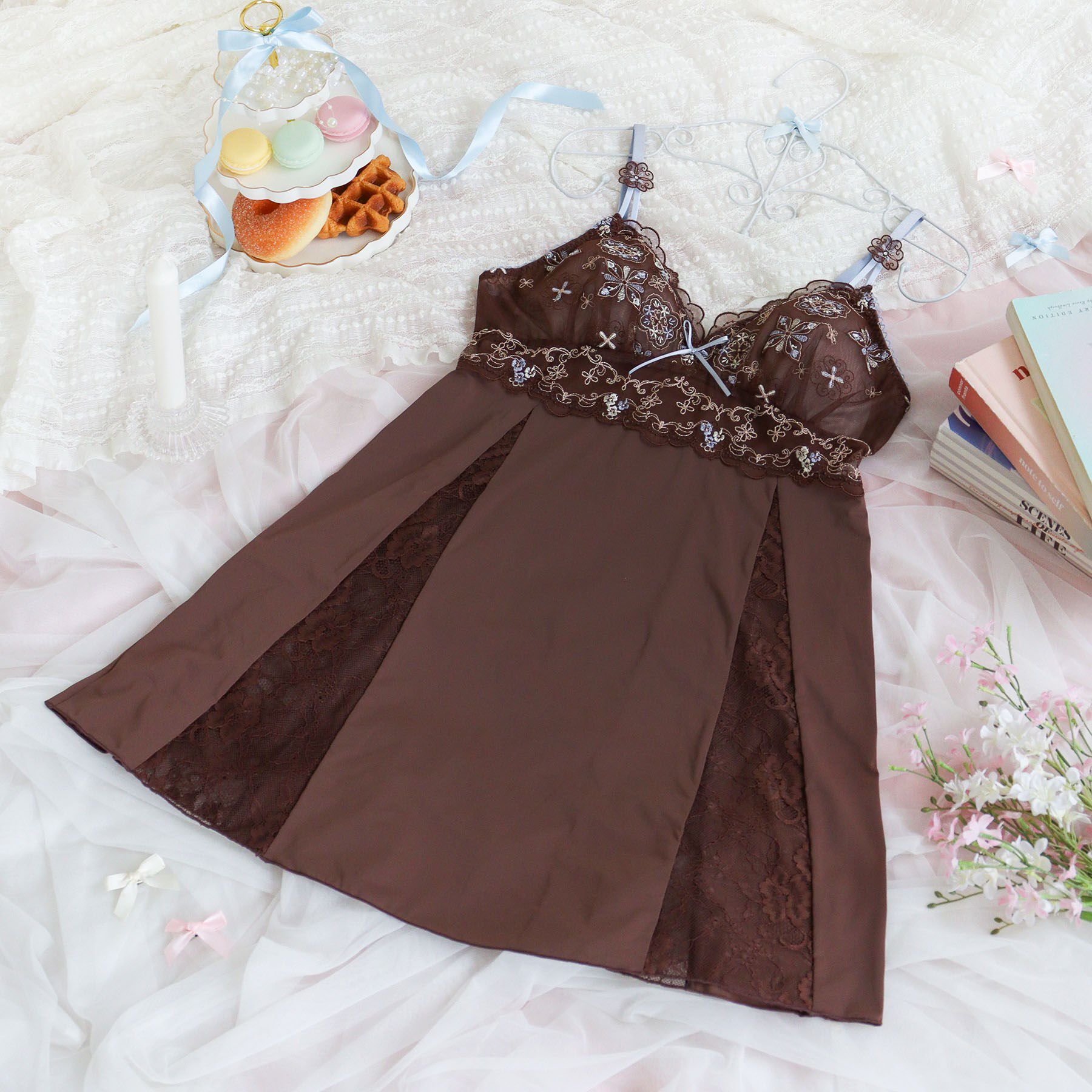 Risa Magli「キャシー カップ付スリップ」|キャミソール|ブラウン(043)