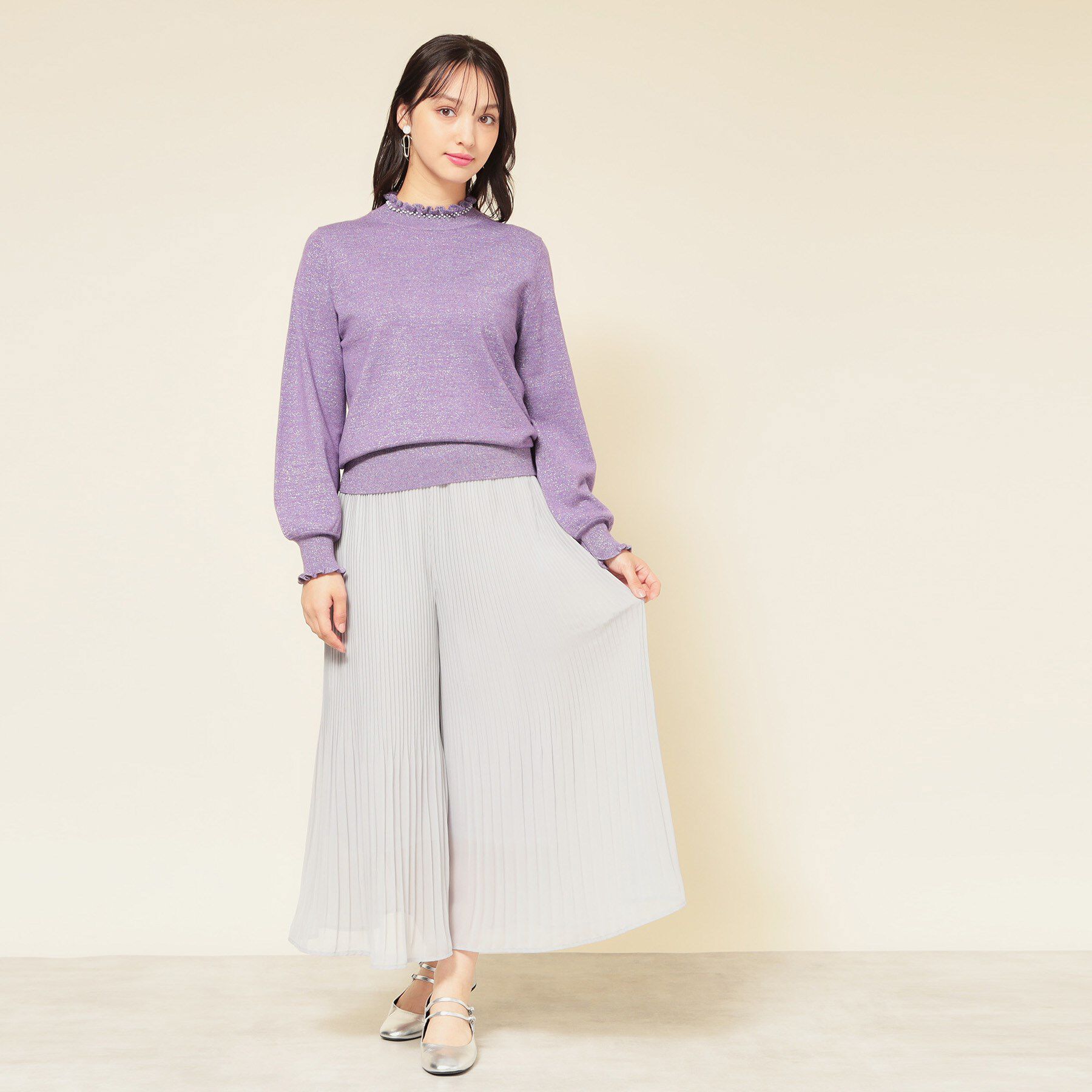 SunaUna「【SS～Lサイズ展開／6色展開】パール調ニット」|ニット・セーター|