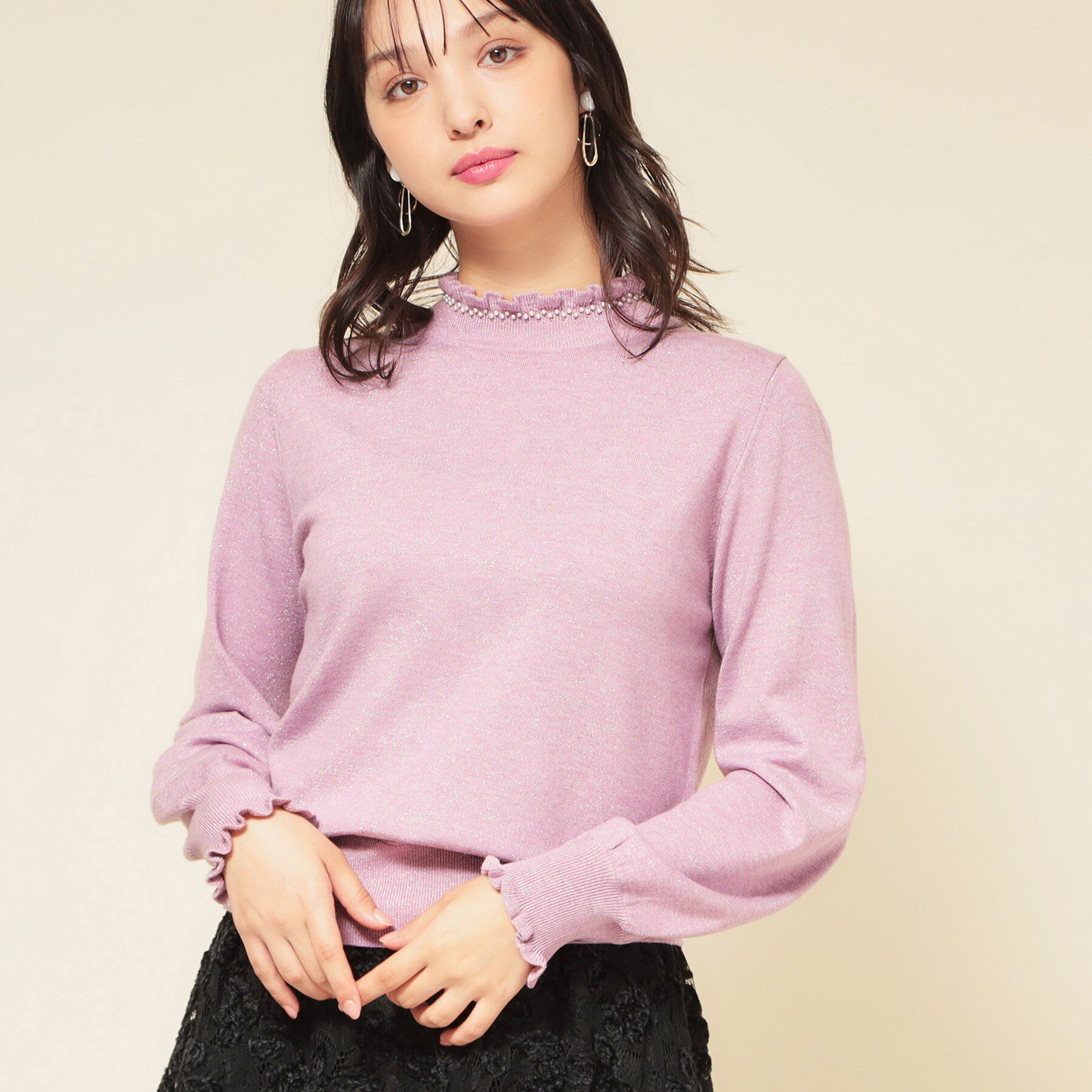 SunaUna「【SS～Lサイズ展開／6色展開】パール調ニット」|ニット・セーター|ピンク(072)