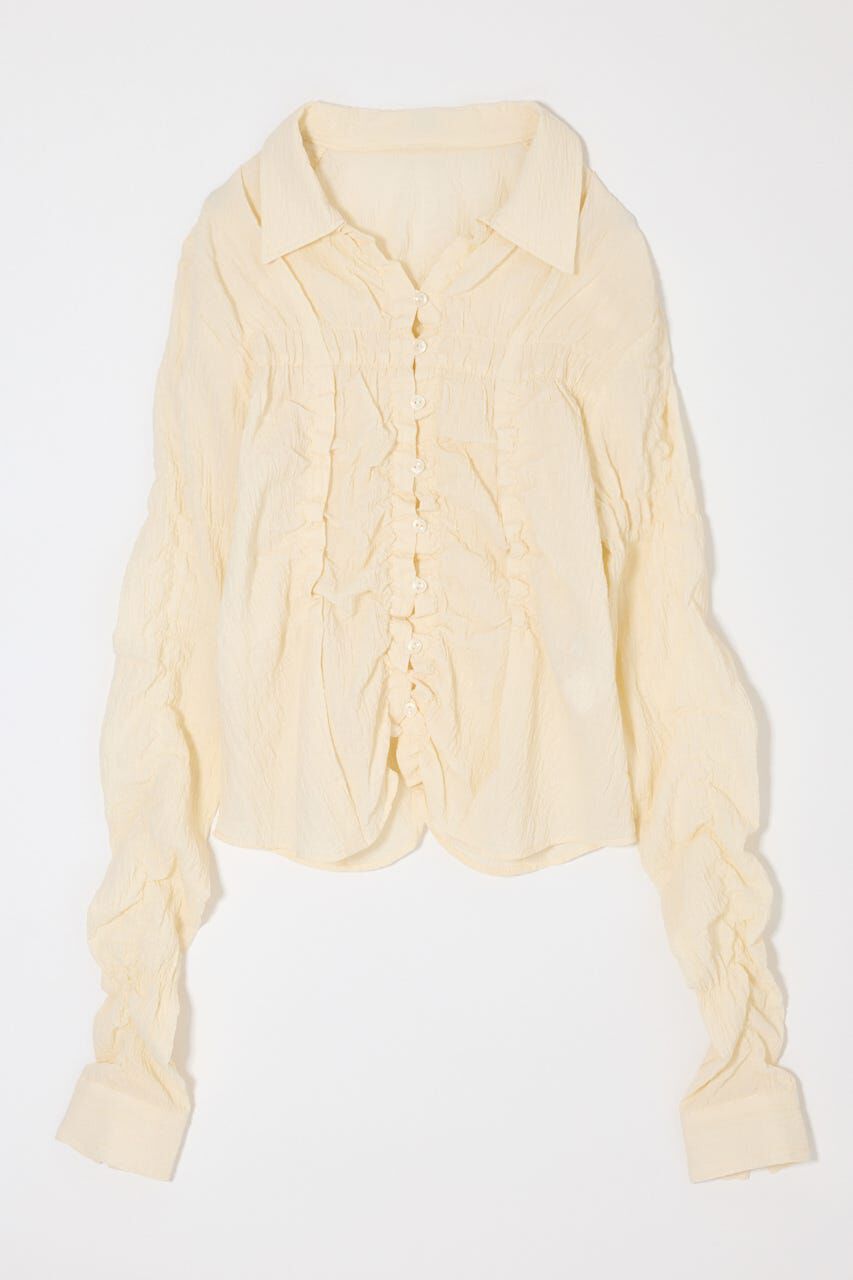 MOUSSY「BUTTON UP SHIRRING シャツ」|シャツ・ブラウス|ECRU