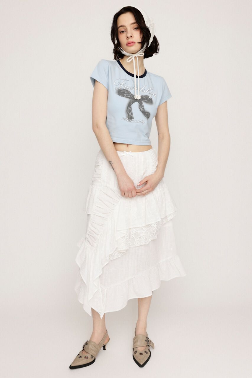 SLY「COTTON LACED WRAP DESIGN ロングスカート」|スカート|WHT