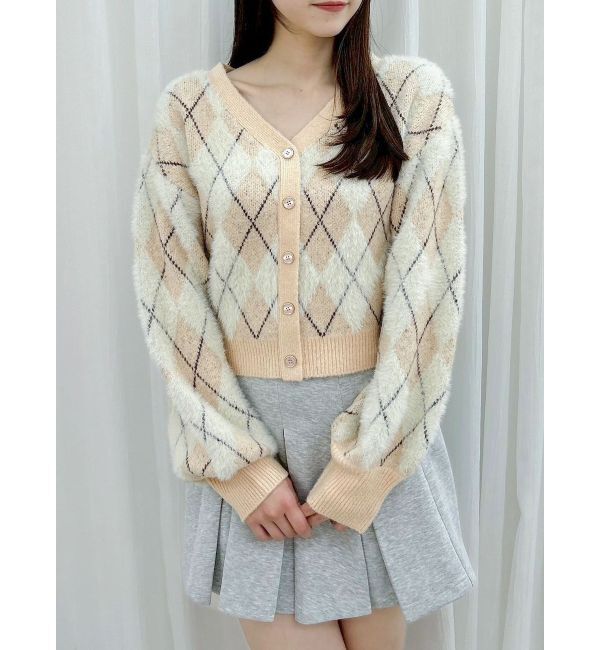 dazzlin「アーガイルオーバーニットトップス」|カーディガン|