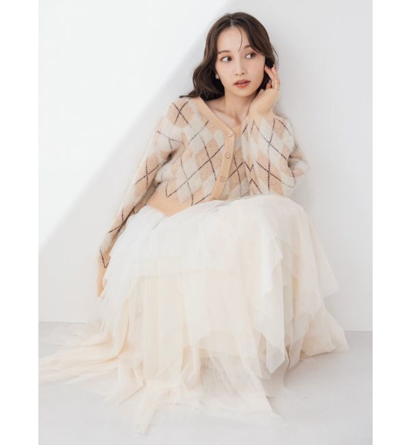 dazzlin「アーガイルオーバーニットトップス」|カーディガン|