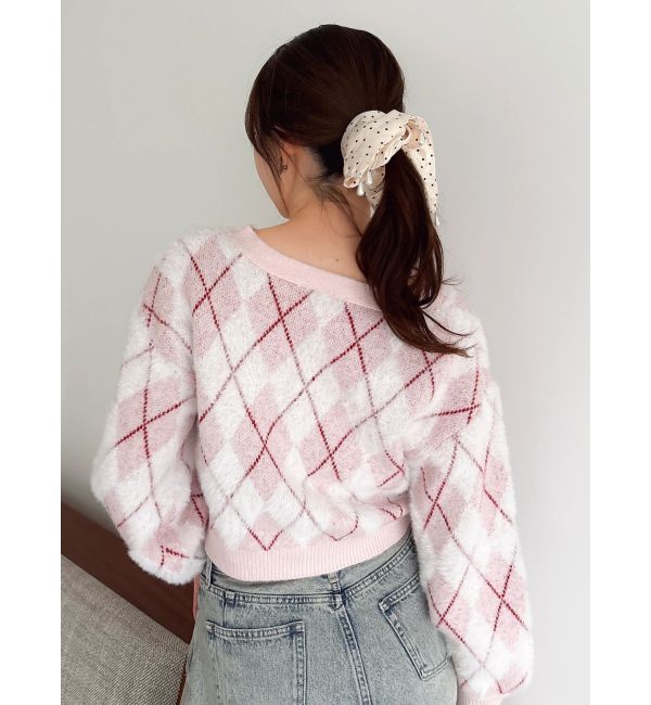 dazzlin「アーガイルオーバーニットトップス」|カーディガン|