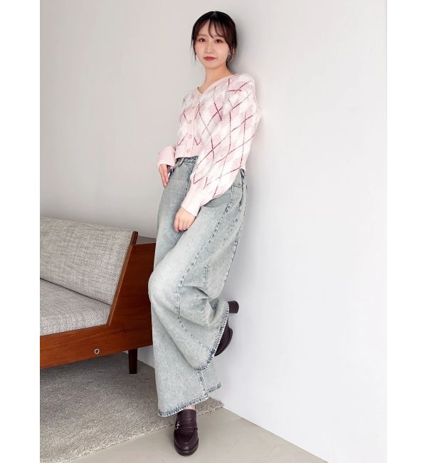 dazzlin「アーガイルオーバーニットトップス」|カーディガン|