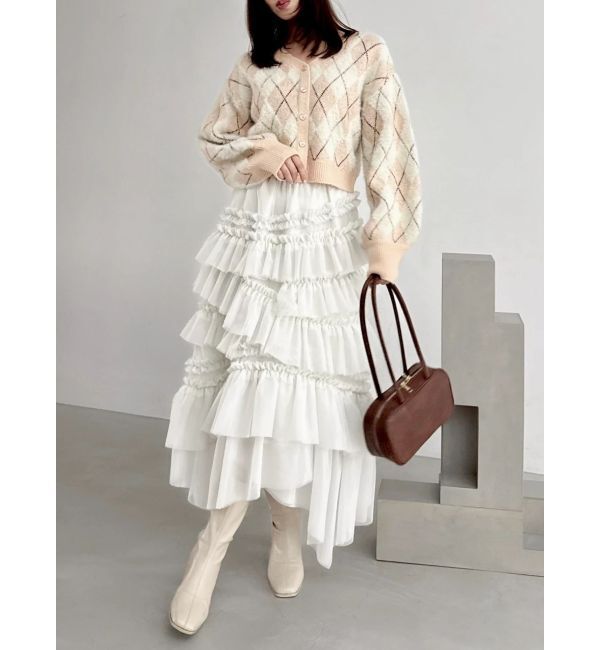 dazzlin「アーガイルオーバーニットトップス」|カーディガン|