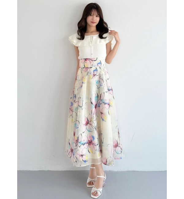 MERCURYDUO「フラワータックフレアスカート」|スカート|