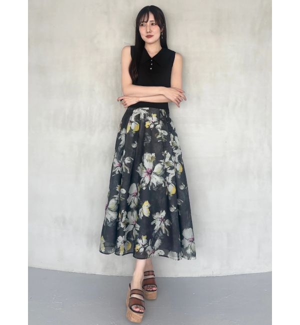 MERCURYDUO「フラワータックフレアスカート」|スカート|