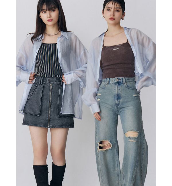 MURUA「マットシアーシャツ」|シャツ・ブラウス|ブルー