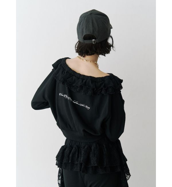 jouetie「レースドッキングオフショルプルオーバー【セットアップ対応】」|スウェット・ジャージ|