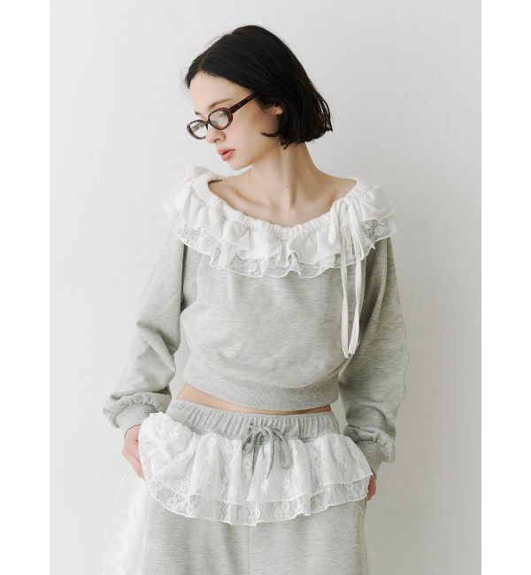 jouetie「レースドッキングオフショルプルオーバー【セットアップ対応】」|スウェット・ジャージ|