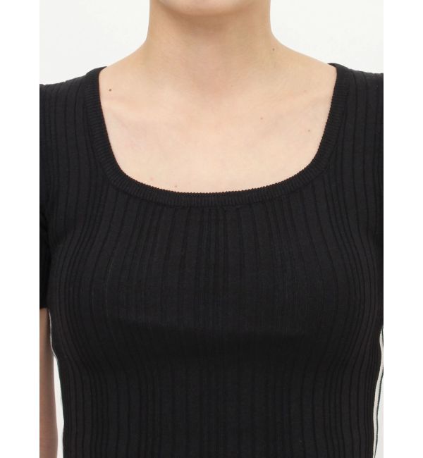 GYDA「サイドラインハーフスリーブニットトップス【SETUP着用可】」|ニット・セーター|