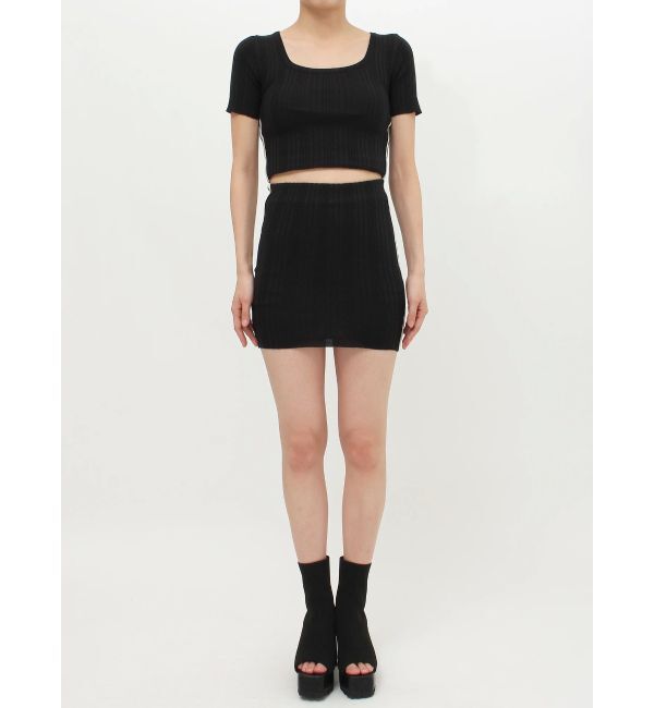 GYDA「サイドラインハーフスリーブニットトップス【SETUP着用可】」|ニット・セーター|