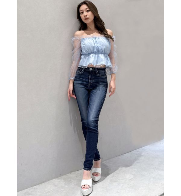 GYDA「ラメチュールオフショルブラウス」|シャツ・ブラウス|