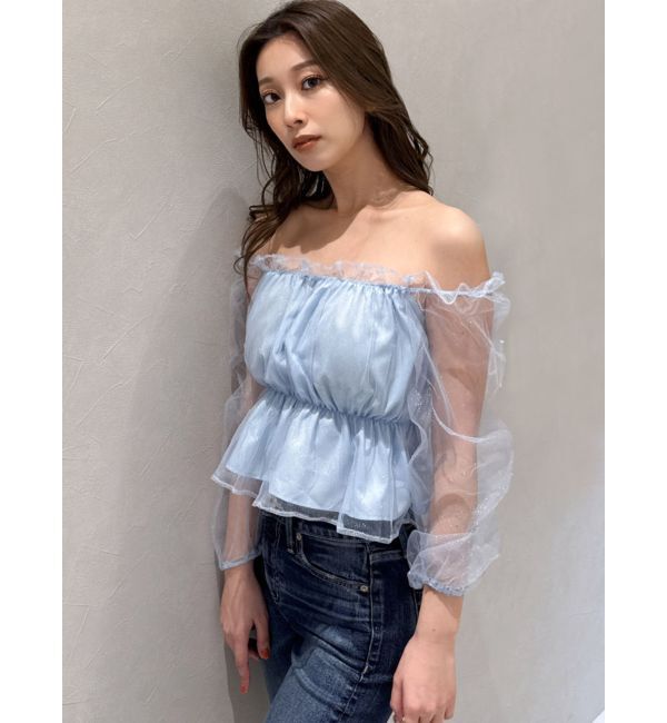 GYDA「ラメチュールオフショルブラウス」|シャツ・ブラウス|