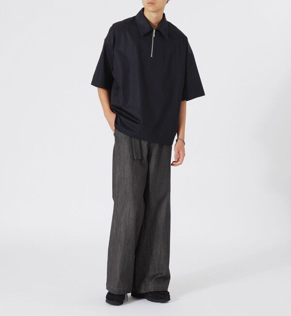  「シャンブレーサテンハーフジップポロ」|シャツ・ブラウス|