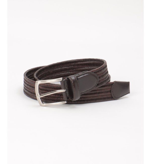 ikka「レザーストレッチメッシュベルト」|ダウンベスト・ベスト|Dkブラウン