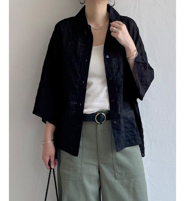 Lbc with Life「針抜きシアーボックスシルエットシャツ」|シャツ・ブラウス|