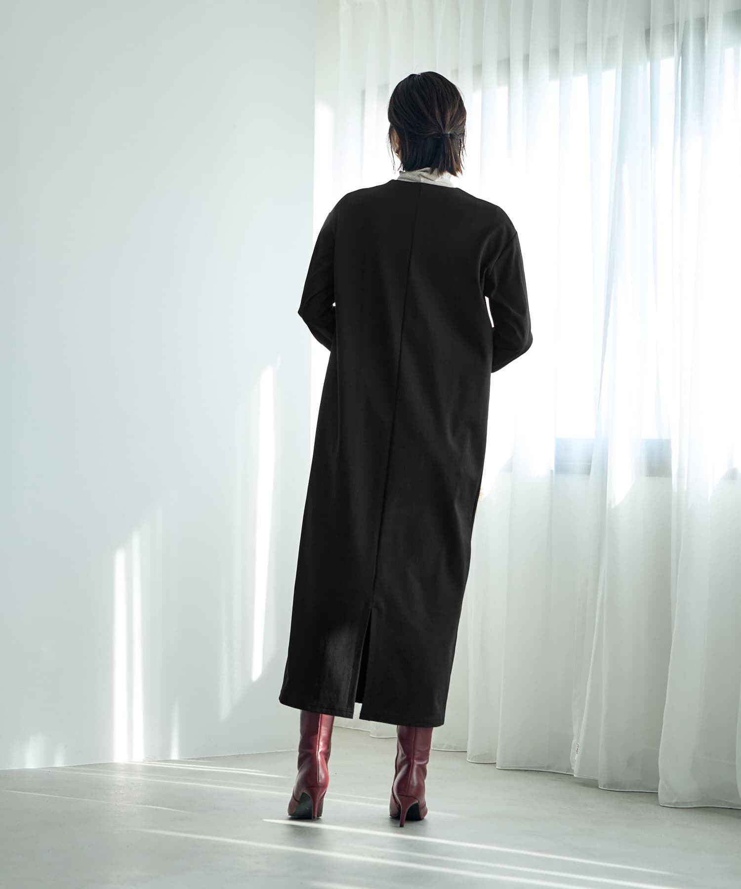 STYLE DELI「【Made in JAPAN】シルキーポンチ深Vワンピース」|ワンピース|