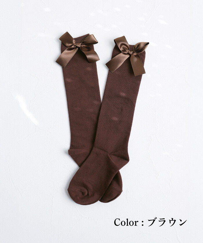BACKYARD FAMILY「キッズ ハイソックス 女の子 通販 Rora ローラ 子供服 エマリー リボン 靴下 長靴下」|ソックス|