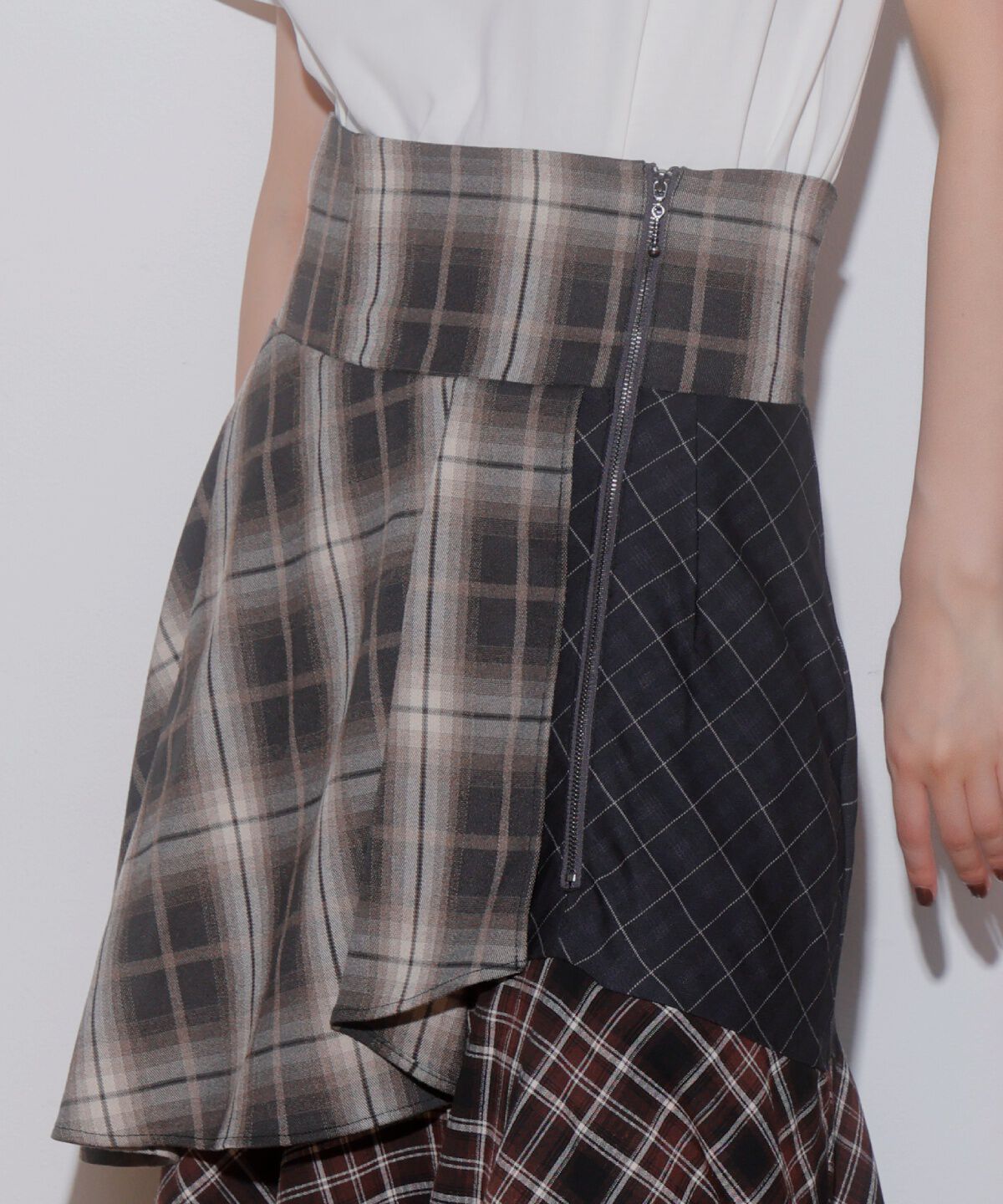 アンドクチュール「パッチワークティアードスカート」|フレア|