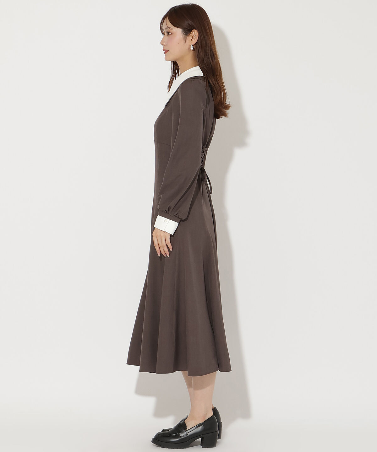 アンドクチュール「レイヤード襟フロントZIPワンピース」|ワンピース|