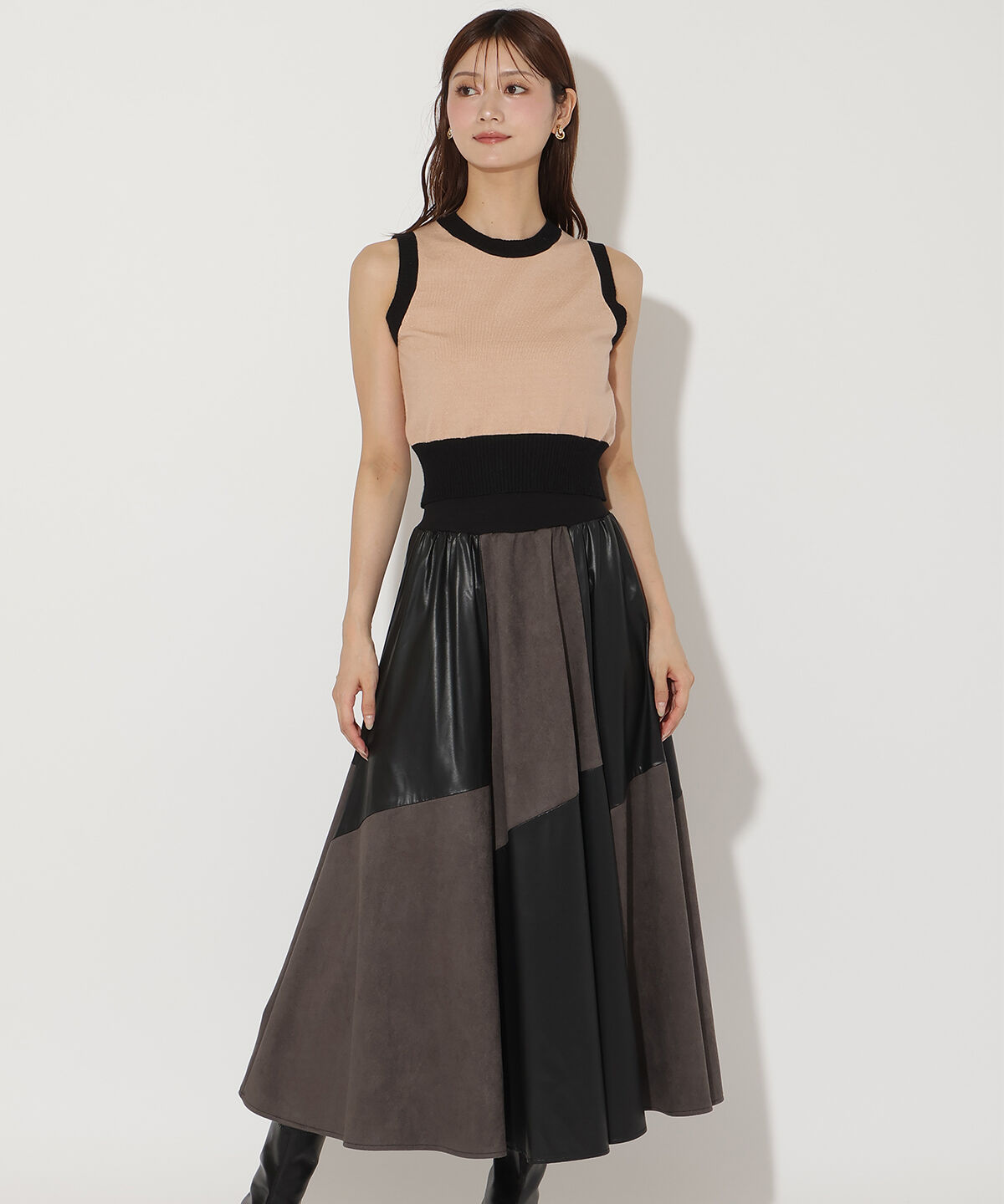 アンドクチュール「バイカラーアンサンブルニット」|カーディガン|