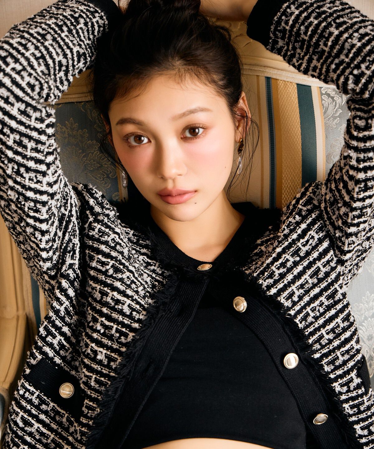 アンドクチュール「ツイードライクニットカーディガン」|カーディガン|