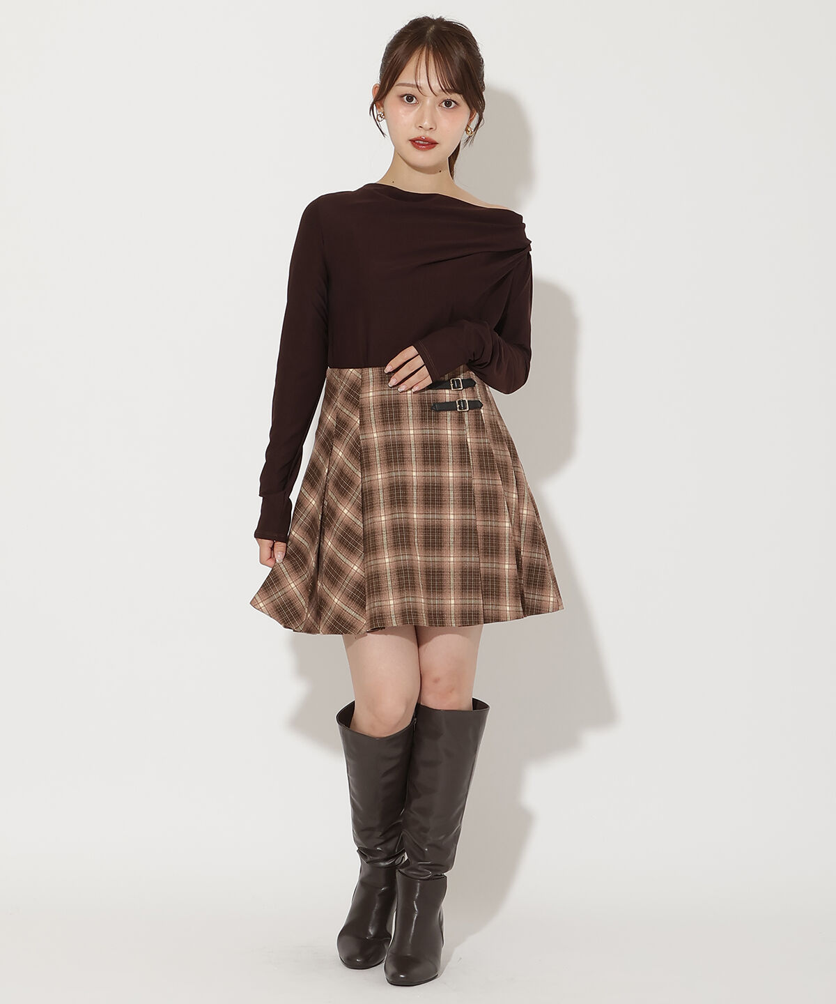 アンドクチュール「チェックミニスカート」|台形|
