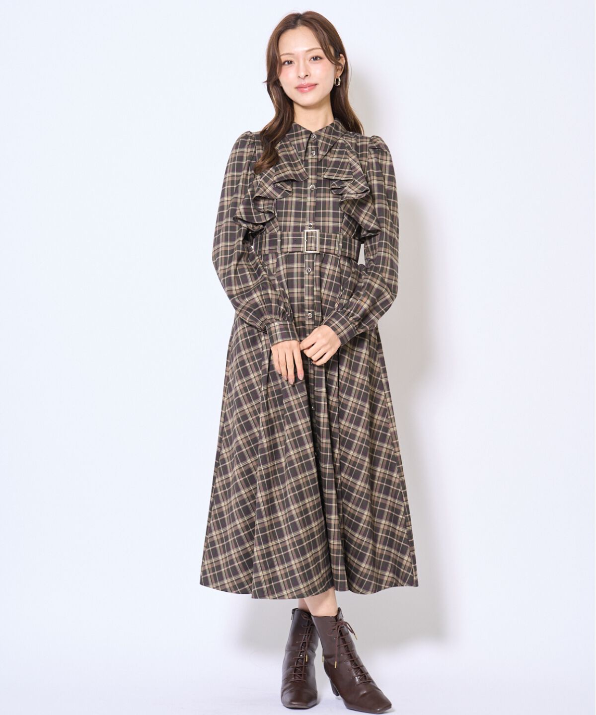 アンドクチュール「フリルケープシャツワンピース」|ワンピース|