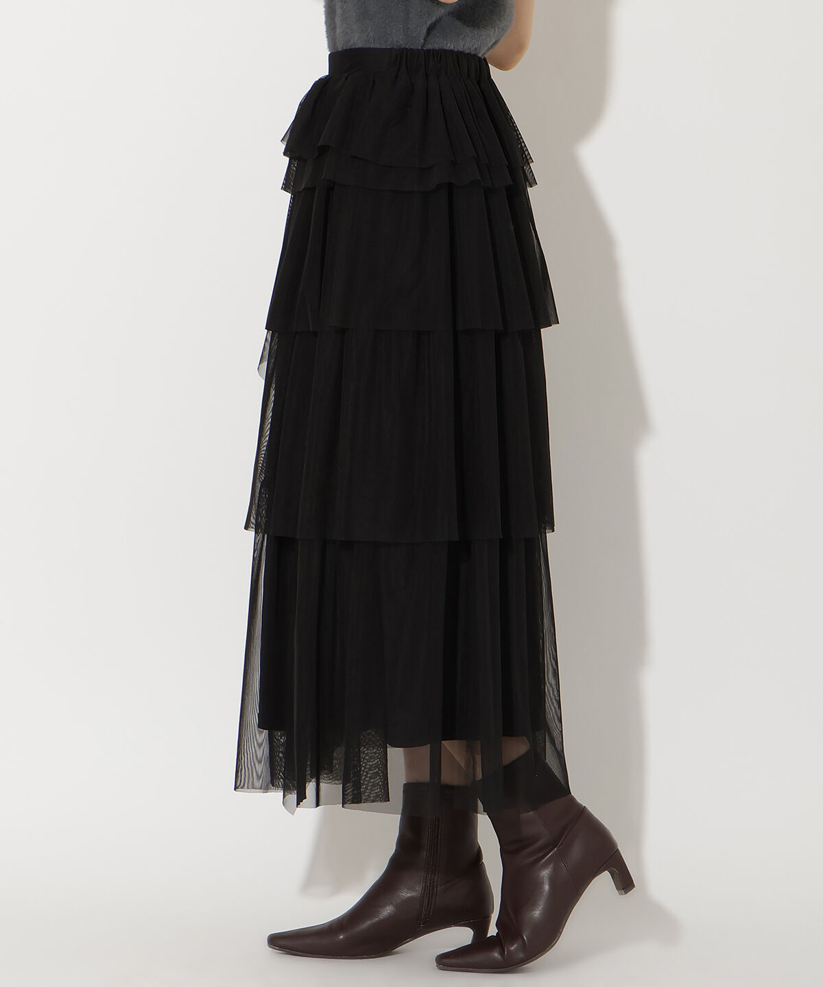 アンドクチュール「チュールティアードスカート」|フレア|