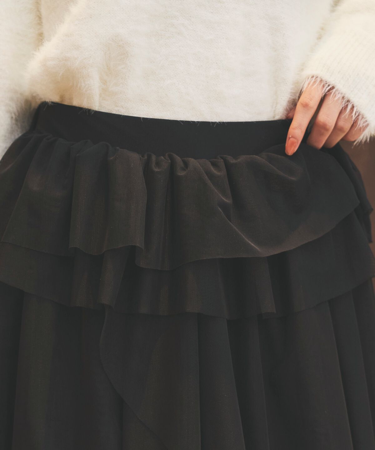 アンドクチュール「チュールティアードスカート」|フレア|
