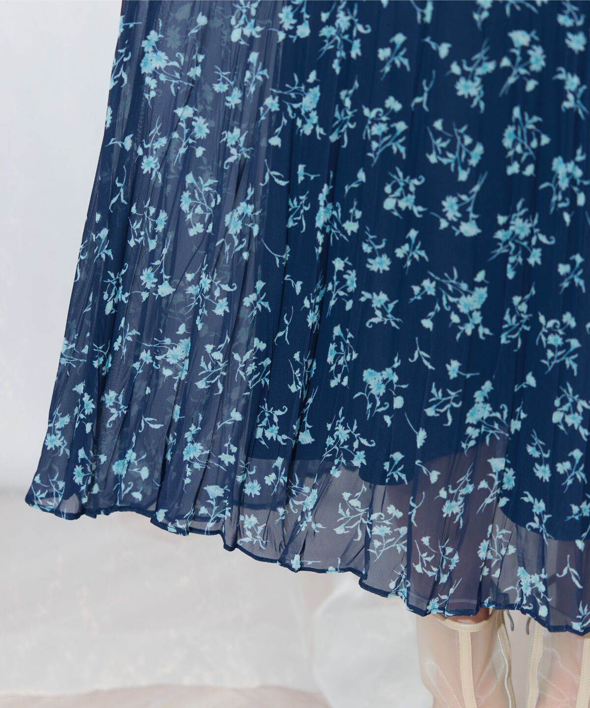 WILLSELECTION「ランダムプリーツフラワースカート」|フレア|