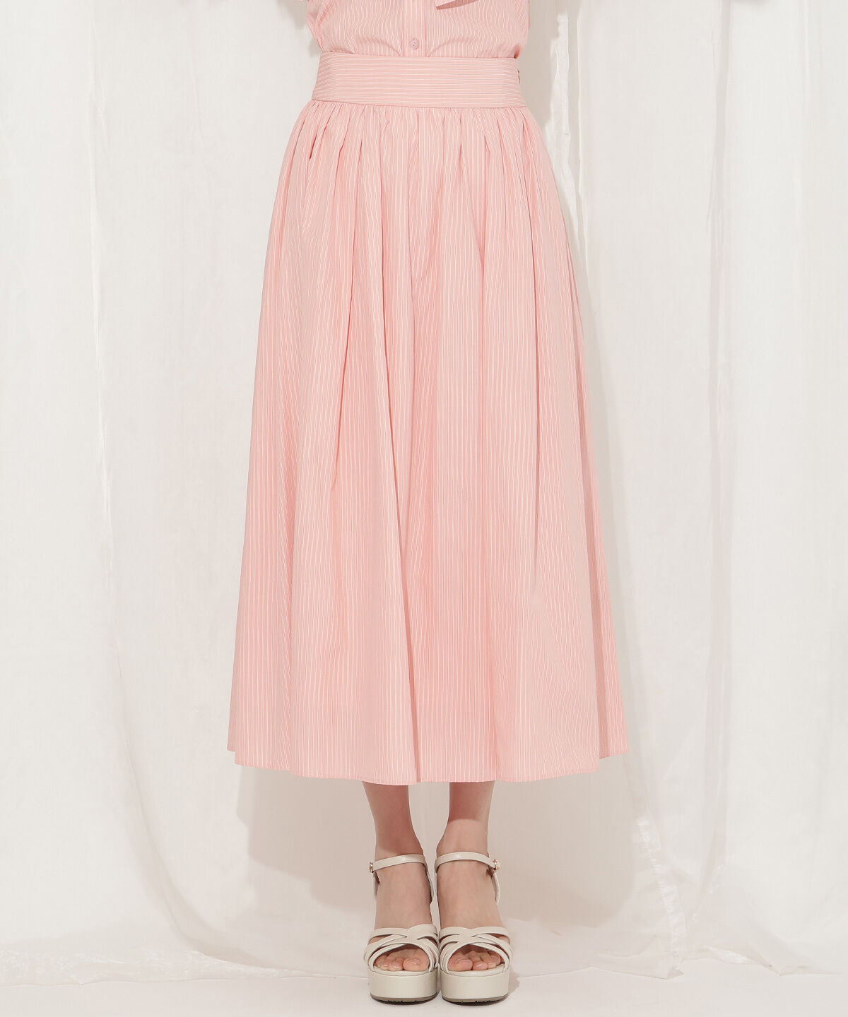 WILLSELECTION「バックレースアップストライプスカート」|フレア|