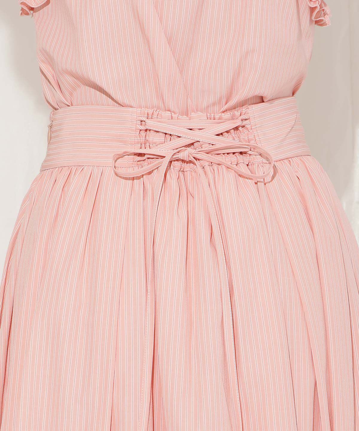 WILLSELECTION「バックレースアップストライプスカート」|フレア|