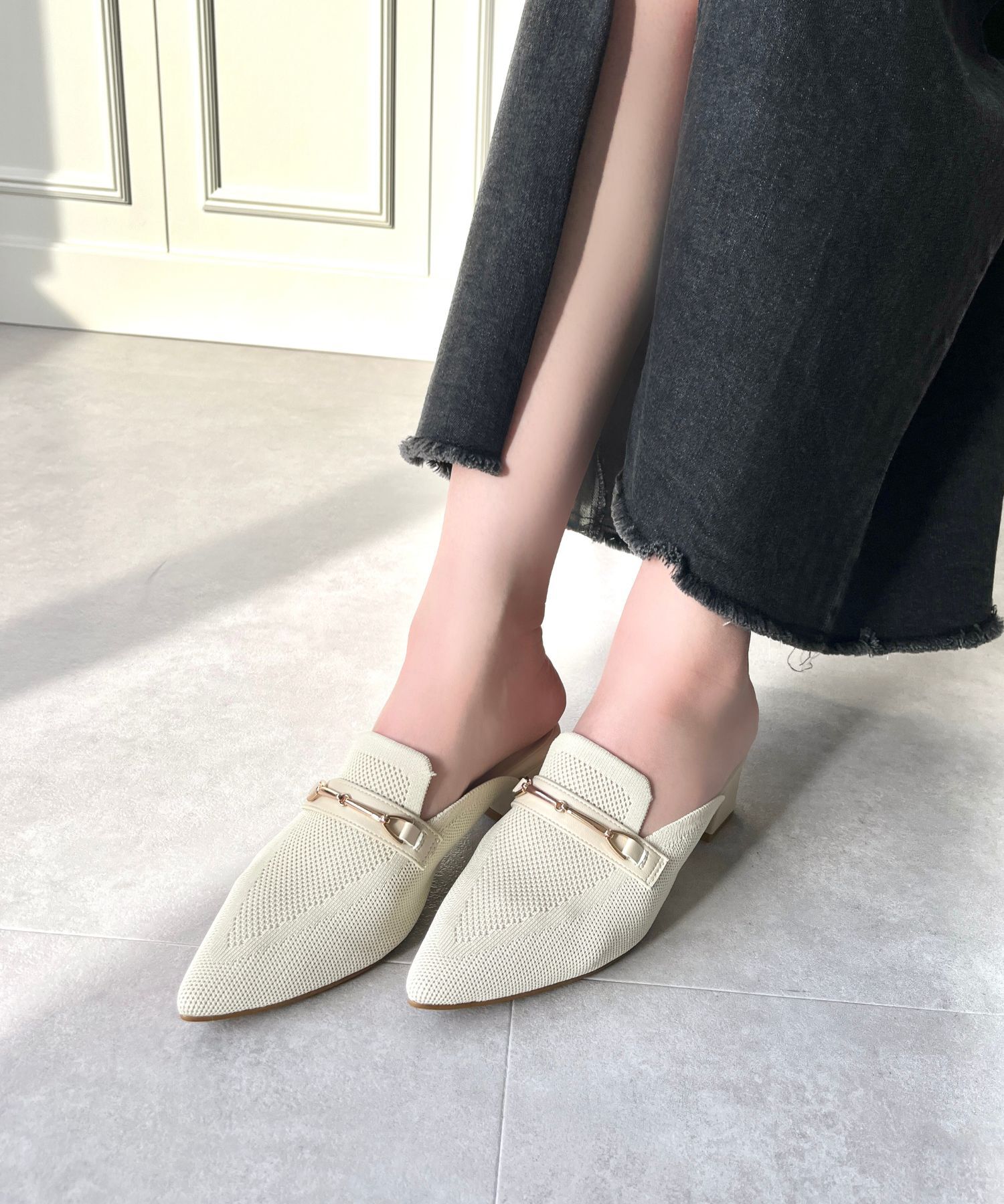 ORiental TRaffic「ローファーデザインニットミュール/45102」|パンプス|BEIGE