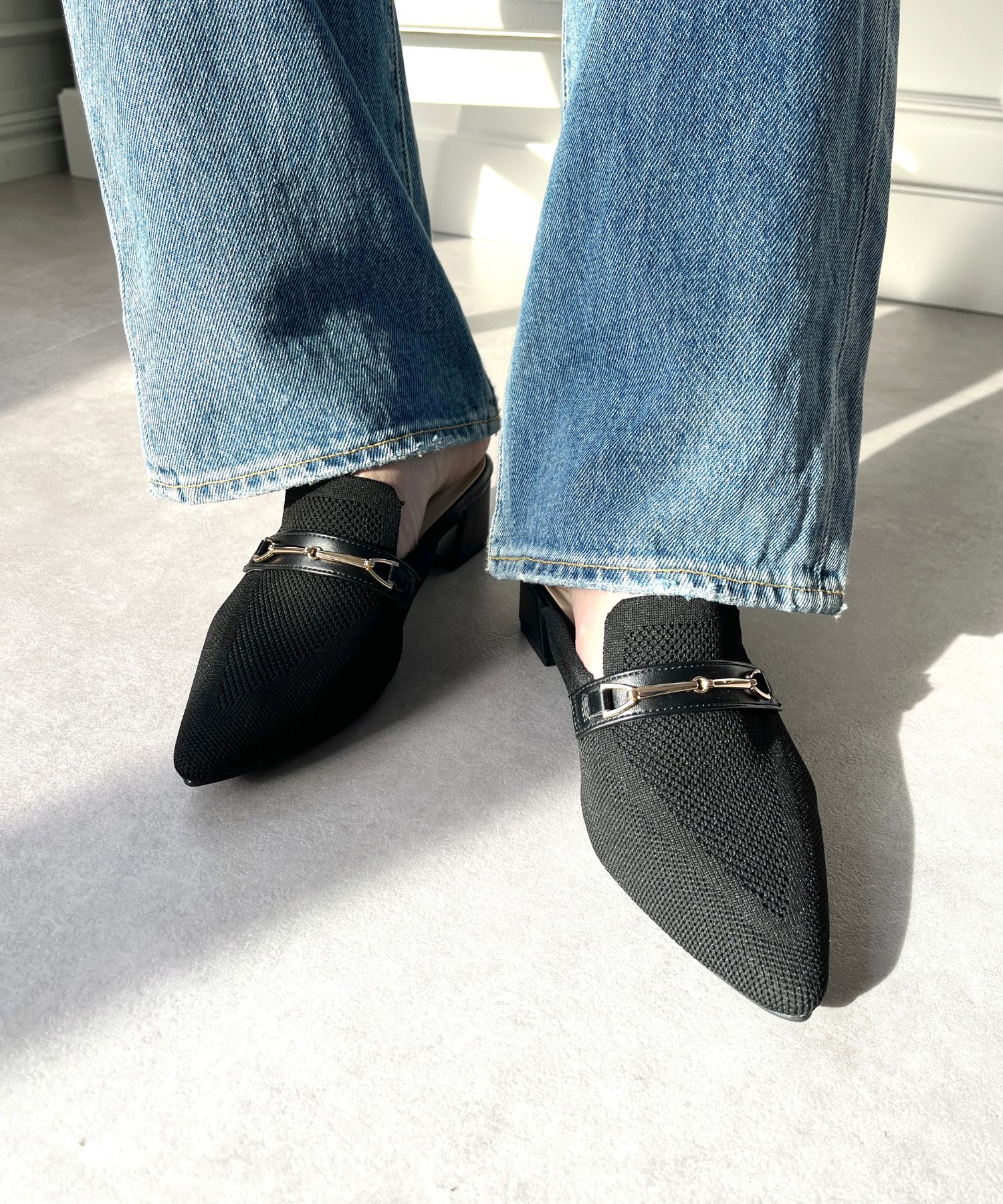 ORiental TRaffic「ローファーデザインニットミュール/45102」|パンプス|