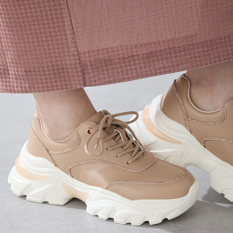 ORiental TRaffic「 ラインストーン 切替 ダッド スニーカー /OT3769 厚底」|スニーカー|