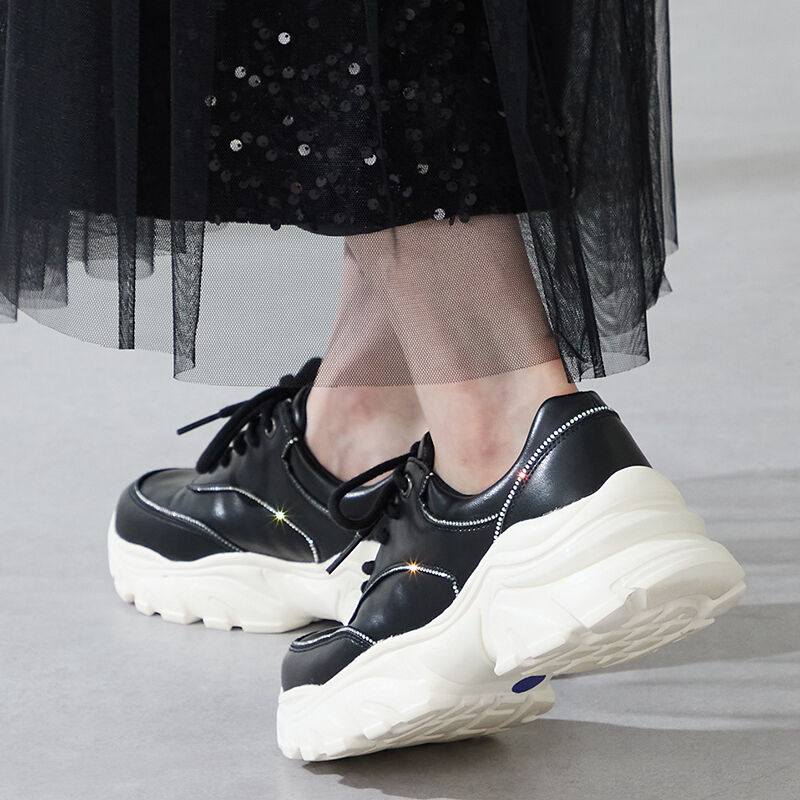 ORiental TRaffic「 ラインストーン 切替 ダッド スニーカー /OT3769 厚底」|スニーカー|