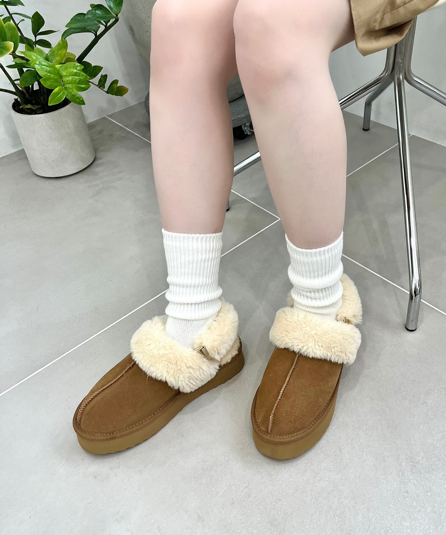 ORiental TRaffic「【 厚底 】 ムートン 2way サンダル /51320 防寒」|サンダル|