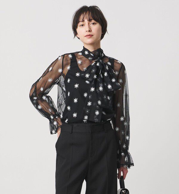 UNITED ARROWS「チュールフラワー ボウタイブラウス ‐ウォッシャブル‐」|シャツ・ブラウス|