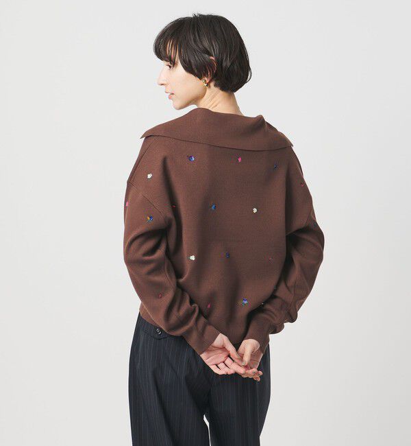 UNITED ARROWS「フラワー エンブロイダリー スキッパーニット」|ニット・セーター|