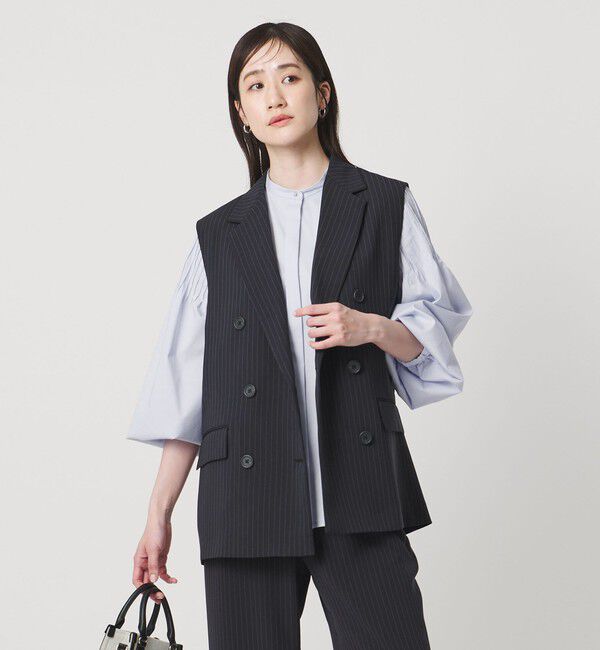 UNITED ARROWS「Drapy ピンストライプ テーラード ミドル ベスト」|ベスト・ジレ|