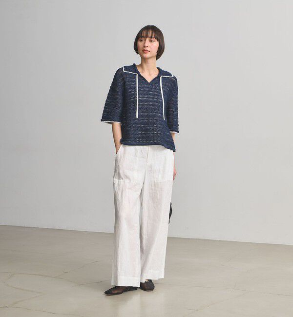 UNITED ARROWS「リネン パッチポケット イージーパンツ WHITE ‐ウォッシャブル‐」|チノ|