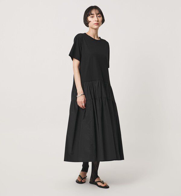 UNITED ARROWS「カット コンビ ドッキング ワンピース」|ワンピース|BLACK