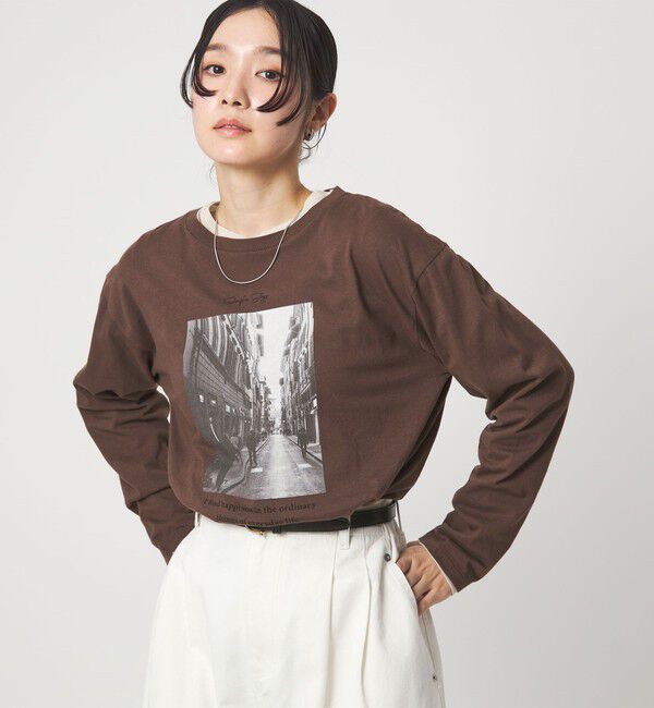 UNITED ARROWS green label relaxing「【WEB限定】＜at ease＞フォトプリント ロングスリーブ Tシャツ」|Tシャツ・カットソー|MD.BROWN