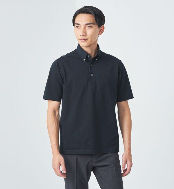 UNITED ARROWS green label relaxing「DUADRY clean バーズアイ ボタンダウン ビズポロ ポロシャツ -吸水速乾・抗菌-」|ポロシャツ|NAVY